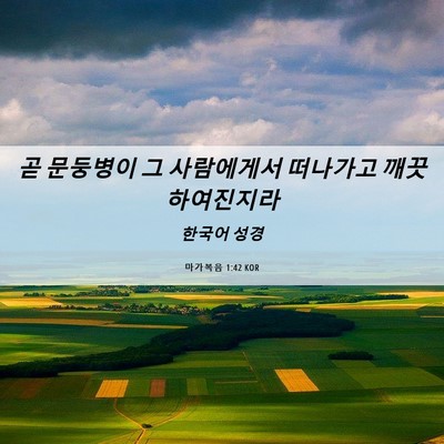 Picture 06 - 마가복음 1:42 KOR - 곧 문둥병이 그 사람에게서 떠나가고 - Bible Verse Picture