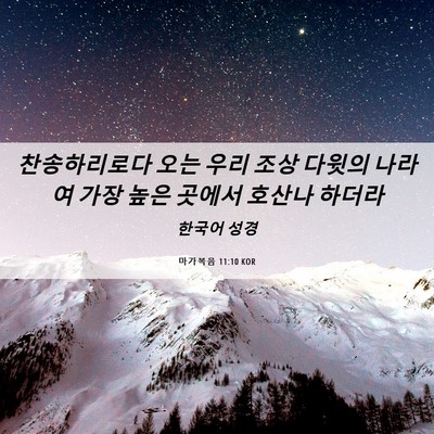 Picture 06 - 마가복음 11:10 KOR - 찬송하리로다 오는 우리 조상 다윗의 - Bible Verse Picture