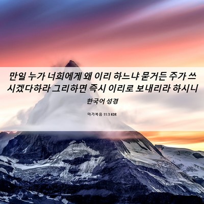 Picture 06 - 마가복음 11:3 KOR - 만일 누가 너희에게 왜 이리 하느냐 - Bible Verse Picture