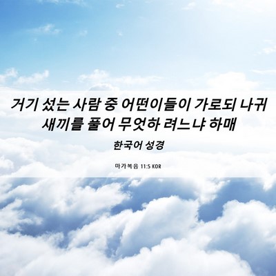 Picture 06 - 마가복음 11:5 KOR - 거기 섰는 사람 중 어떤이들이 - Bible Verse Picture
