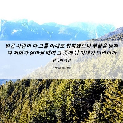 Picture 06 - 마가복음 12:23 KOR - 일곱 사람이 다 그를 아내로 - Bible Verse Picture