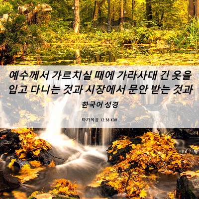 Picture 06 - 마가복음 12:38 KOR - 예수께서 가르치실 때에 가라사대 긴 - Bible Verse Picture