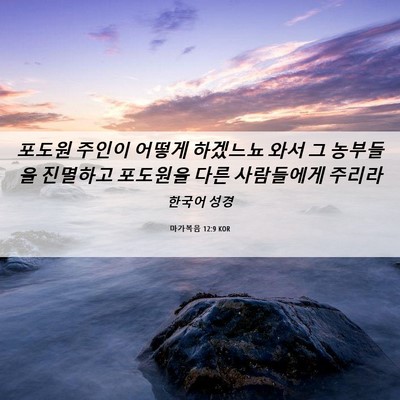 Picture 06 - 마가복음 12:9 KOR - 포도원 주인이 어떻게 하겠느뇨 와서 - Bible Verse Picture