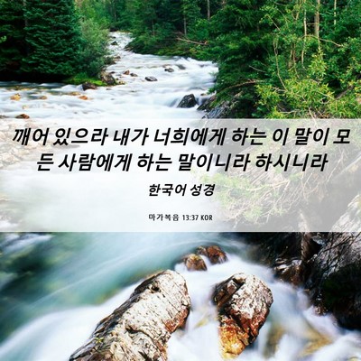 Picture 06 - 마가복음 13:37 KOR - 깨어 있으라 내가 너희에게 하는 이 - Bible Verse Picture