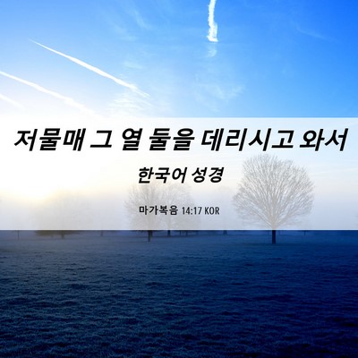 Picture 06 - 마가복음 14:17 KOR - 저물매 그 열 둘을 데리시고 - Bible Verse Picture