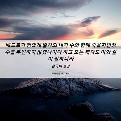 Picture 06 - 마가복음 14:31 KOR - 베드로가 힘있게 말하되 내가 주와 - Bible Verse Picture