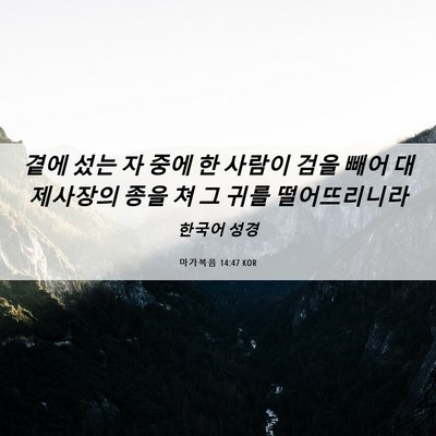Picture 06 - 마가복음 14:47 KOR - 곁에 섰는 자 중에 한 사람이 검을 - Bible Verse Picture