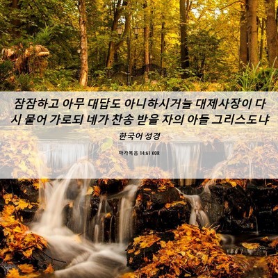 Picture 06 - 마가복음 14:61 KOR - 잠잠하고 아무 대답도 아니하시거늘 - Bible Verse Picture