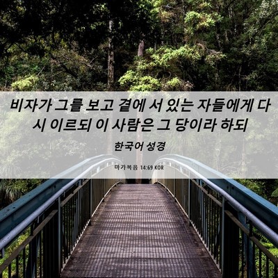 Picture 06 - 마가복음 14:69 KOR - 비자가 그를 보고 곁에 서 있는 - Bible Verse Picture