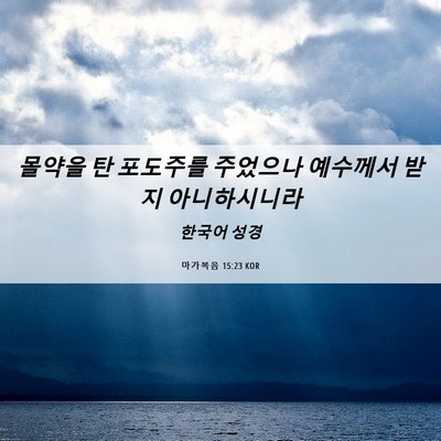 Picture 06 - 마가복음 15:23 KOR - 몰약을 탄 포도주를 주었으나 - Bible Verse Picture