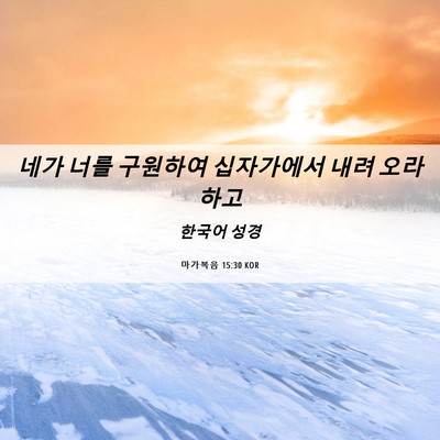 Picture 06 - 마가복음 15:30 KOR - 네가 너를 구원하여 십자가에서 내려 - Bible Verse Picture