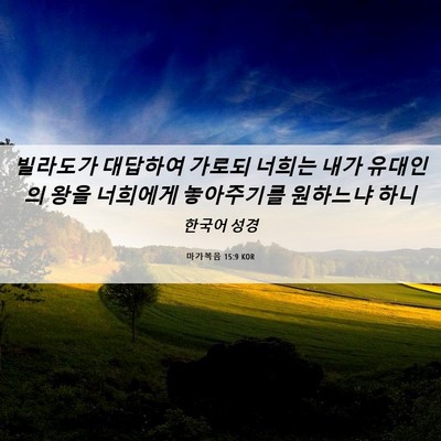 Picture 06 - 마가복음 15:9 KOR - 빌라도가 대답하여 가로되 너희는 - Bible Verse Picture