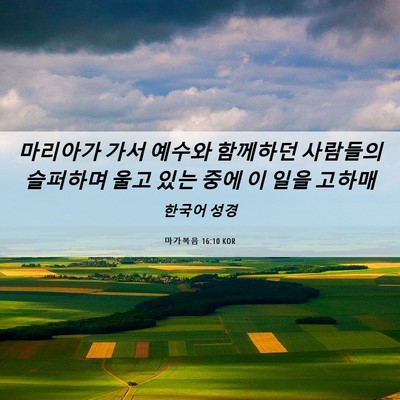 Picture 06 - 마가복음 16:10 KOR - 마리아가 가서 예수와 함께하던 - Bible Verse Picture