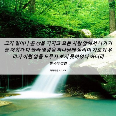 Picture 06 - 마가복음 2:12 KOR - 그가 일어나 곧 상을 가지고 모든 - Bible Verse Picture