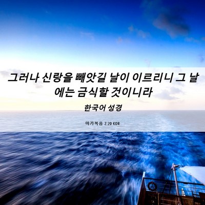 Picture 06 - 마가복음 2:20 KOR - 그러나 신랑을 빼앗길 날이 이르리니 - Bible Verse Picture