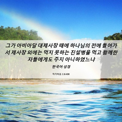 Picture 06 - 마가복음 2:26 KOR - 그가 아비아달 대제사장 때에 - Bible Verse Picture