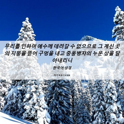 Picture 06 - 마가복음 2:4 KOR - 무리를 인하여 예수께 데려갈 수 - Bible Verse Picture