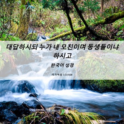 Picture 06 - 마가복음 3:33 KOR - 대답하시되 누가 내 모친이며 - Bible Verse Picture