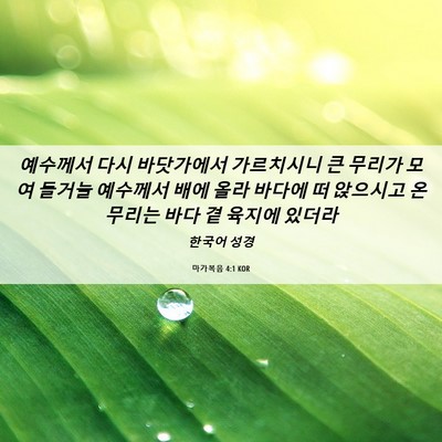 Picture 06 - 마가복음 4:1 KOR - 예수께서 다시 바닷가에서 - Bible Verse Picture