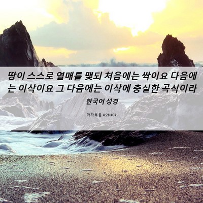 Picture 06 - 마가복음 4:28 KOR - 땅이 스스로 열매를 맺되 처음에는 - Bible Verse Picture