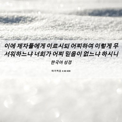 Picture 06 - 마가복음 4:40 KOR - 이에 제자들에게 이르시되 어찌하여 - Bible Verse Picture
