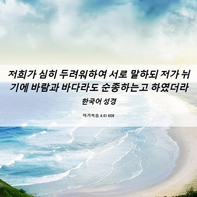 Picture 06 - 마가복음 4:41 KOR - 저희가 심히 두려워하여 서로 말하되 - Bible Verse Picture
