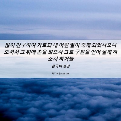 Picture 06 - 마가복음 5:23 KOR - 많이 간구하여 가로되 내 어린 딸이 - Bible Verse Picture