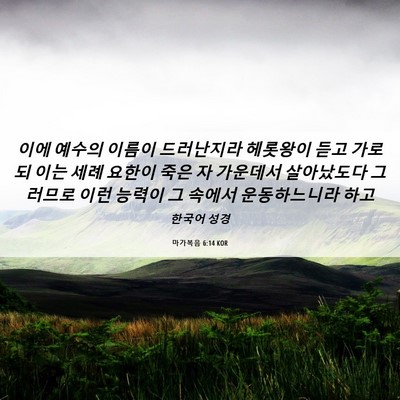 Picture 06 - 마가복음 6:14 KOR - 이에 예수의 이름이 드러난지라 - Bible Verse Picture