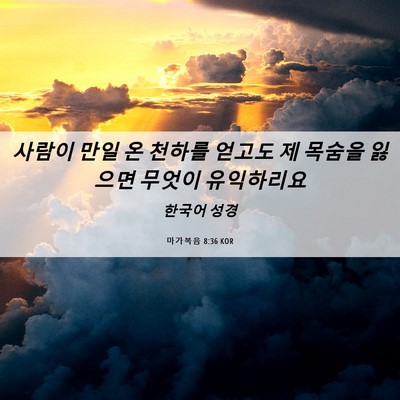 Picture 06 - 마가복음 8:36 KOR - 사람이 만일 온 천하를 얻고도 제 - Bible Verse Picture