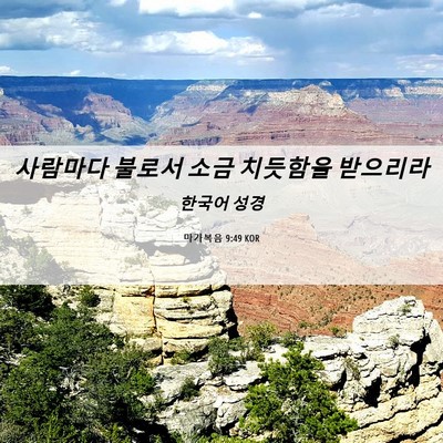 Picture 06 - 마가복음 9:49 KOR - 사람마다 불로서 소금 치듯함을 - Bible Verse Picture