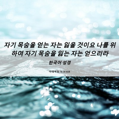Picture 06 - 마태복음 10:39 KOR - 자기 목숨을 얻는 자는 잃을 것이요 - Bible Verse Picture