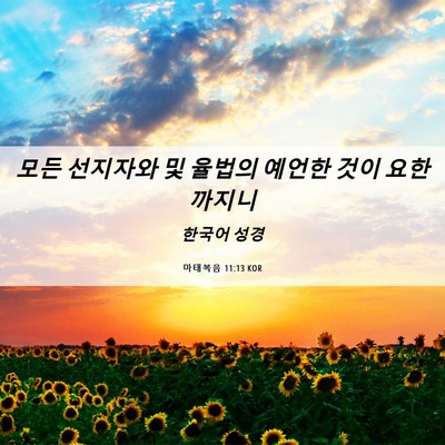 Picture 06 - 마태복음 11:13 KOR - 모든 선지자와 및 율법의 예언한 - Bible Verse Picture