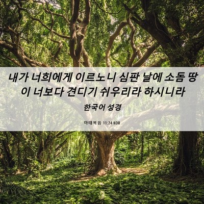 Picture 06 - 마태복음 11:24 KOR - 내가 너희에게 이르노니 심판 날에 - Bible Verse Picture