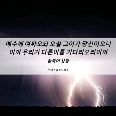Picture 06 - 마태복음 11:3 KOR - 예수께 여짜오되 오실 그이가 - Bible Verse Picture