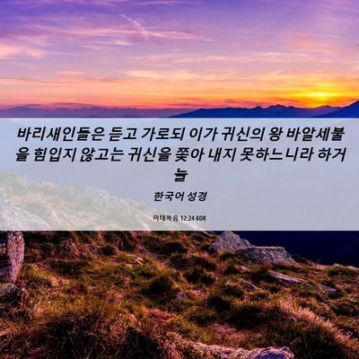 Picture 06 - 마태복음 12:24 KOR - 바리새인들은 듣고 가로되 이가 - Bible Verse Picture