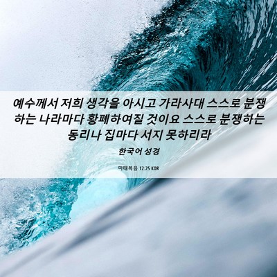 Picture 06 - 마태복음 12:25 KOR - 예수께서 저희 생각을 아시고 - Bible Verse Picture