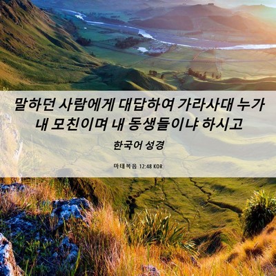 Picture 06 - 마태복음 12:48 KOR - 말하던 사람에게 대답하여 가라사대 - Bible Verse Picture
