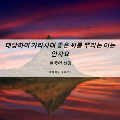 Picture 06 - 마태복음 13:37 KOR - 대답하여 가라사대 좋은 씨를 뿌리는 - Bible Verse Picture