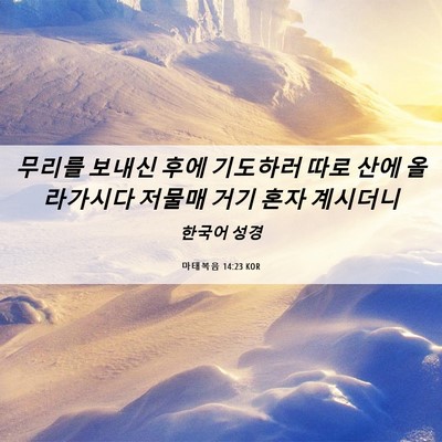 Picture 06 - 마태복음 14:23 KOR - 무리를 보내신 후에 기도하러 따로 - Bible Verse Picture