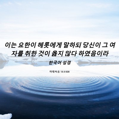 Picture 06 - 마태복음 14:4 KOR - 이는 요한이 헤롯에게 말하되 당신이 - Bible Verse Picture