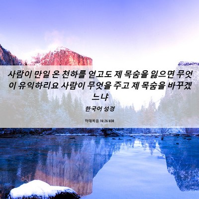 Picture 06 - 마태복음 16:26 KOR - 사람이 만일 온 천하를 얻고도 제 - Bible Verse Picture