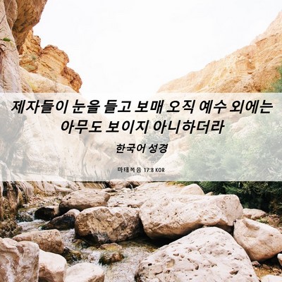Picture 06 - 마태복음 17:8 KOR - 제자들이 눈을 들고 보매 오직 예수 - Bible Verse Picture