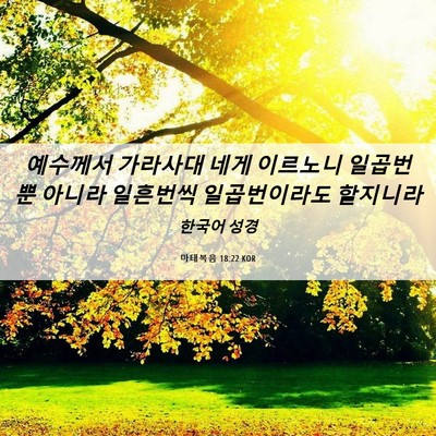 Picture 06 - 마태복음 18:22 KOR - 예수께서 가라사대 네게 이르노니 - Bible Verse Picture