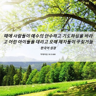 Picture 06 - 마태복음 19:13 KOR - 때에 사람들이 예수의 안수하고 - Bible Verse Picture