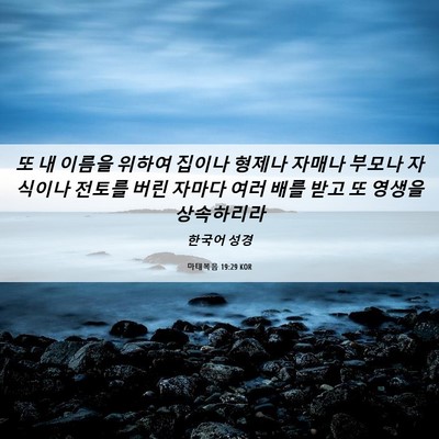 Picture 06 - 마태복음 19:29 KOR - 또 내 이름을 위하여 집이나 형제나 - Bible Verse Picture