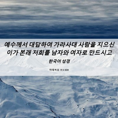 Picture 06 - 마태복음 19:4 KOR - 예수께서 대답하여 가라사대 사람을 - Bible Verse Picture
