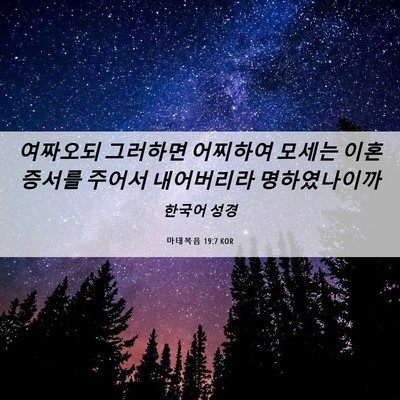 Picture 06 - 마태복음 19:7 KOR - 여짜오되 그러하면 어찌하여 모세는 - Bible Verse Picture
