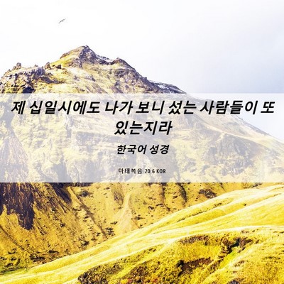 Picture 06 - 마태복음 20:6 KOR - 제 십일시에도 나가 보니 섰는 - Bible Verse Picture
