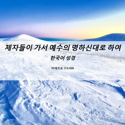 Picture 06 - 마태복음 21:6 KOR - 제자들이 가서 예수의 명하신대로 - Bible Verse Picture