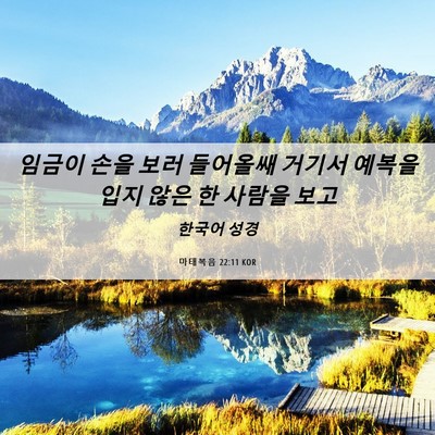 Picture 06 - 마태복음 22:11 KOR - 임금이 손을 보러 들어올쌔 거기서 - Bible Verse Picture